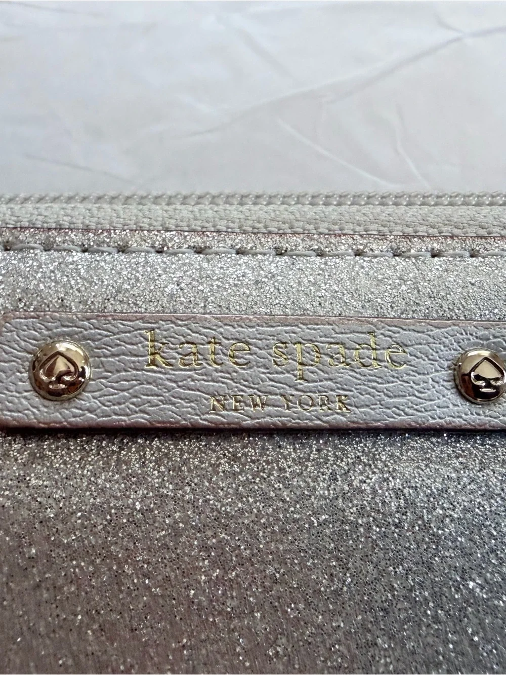 Kate Spade Glitter Zip-Around Wallet - Silver